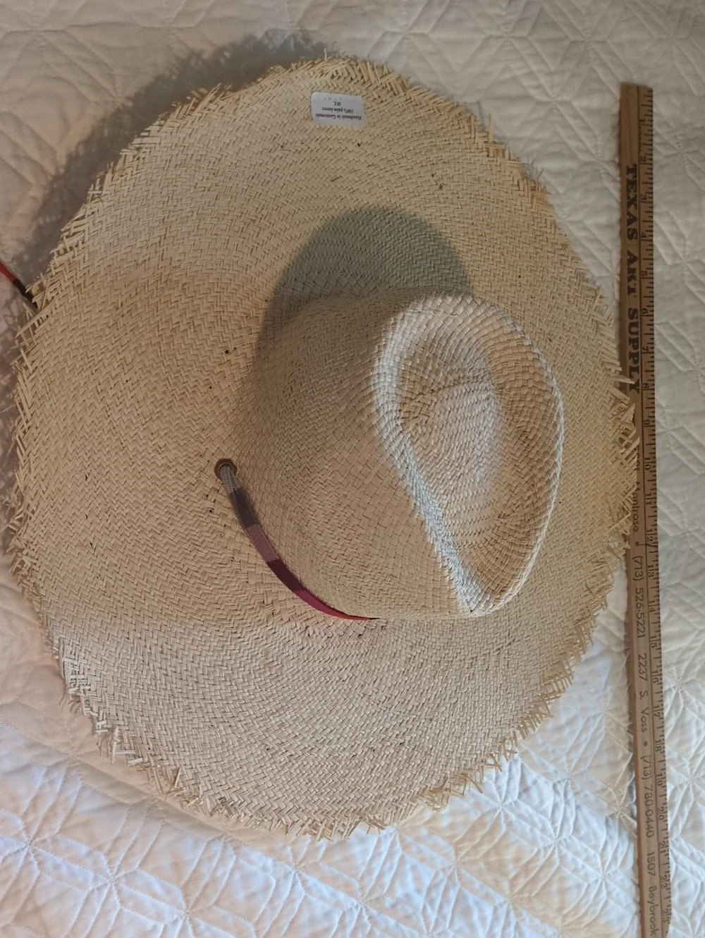 Sunshine Tienda Natural Palm Straw Wide Brim Sun Hat with Colorful Strap Accent - Picture 1 of 4